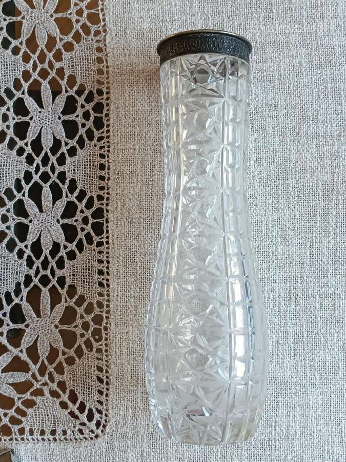 Vintažinė krikštolinė vaza su sidabru 875 - nuotraukos Nr. 2