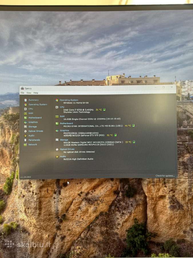 Tvarkingas stacionarus Pc i7-6700 16gb RAM gtx 970 - nuotraukos Nr. 7