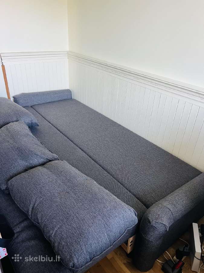 Pilka išskleidžiama sofa-lova - nuotraukos Nr. 2