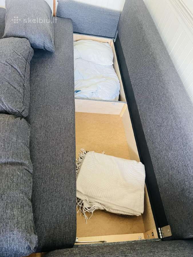 Pilka išskleidžiama sofa-lova - nuotraukos Nr. 3