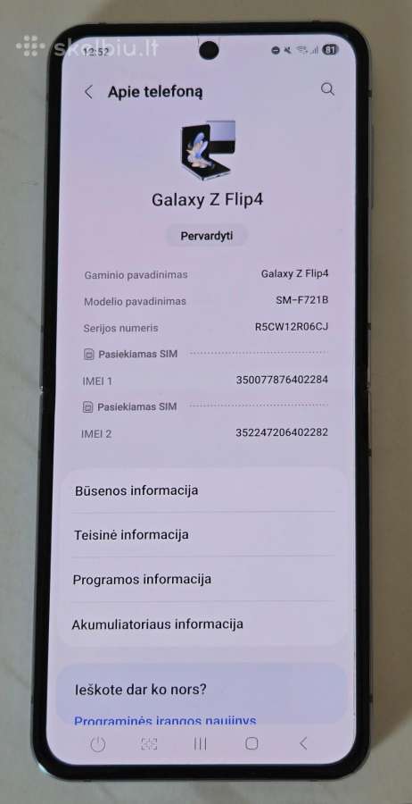 Samsung Galaxy Z Flip4 5G Blue, stovis kaip naujas - nuotraukos Nr. 6