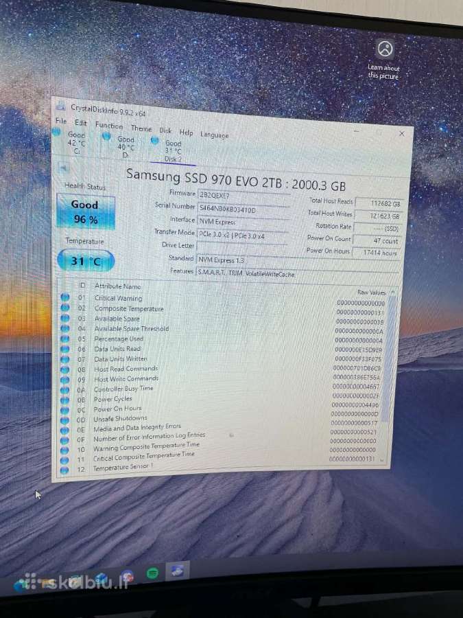 Samsung SSD 970 EVO 2tb - nuotraukos Nr. 2
