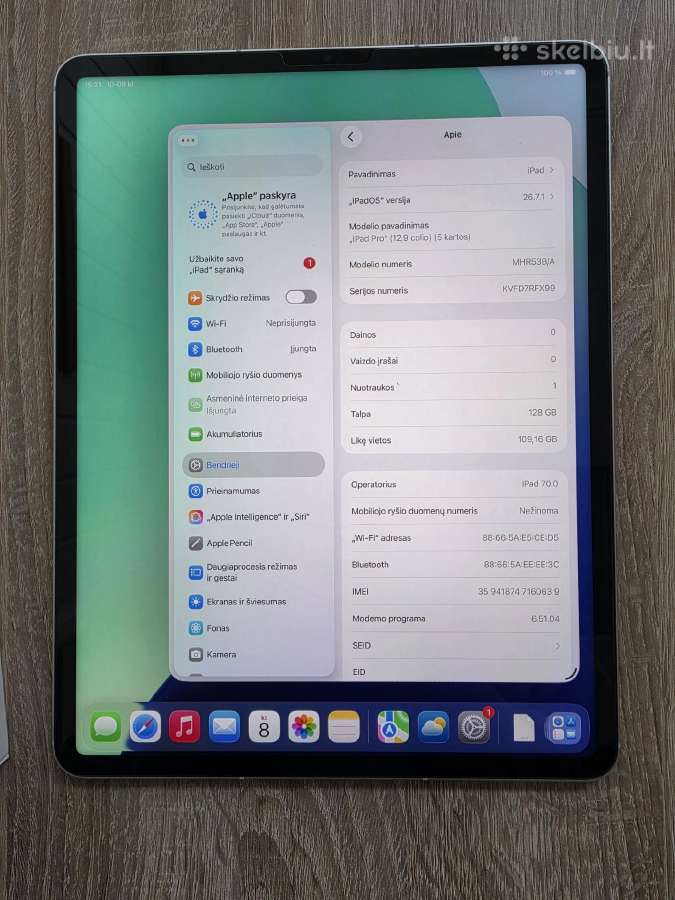 Apple iPad Pro 12,9 colio (5-osios kartos, 128 GB - nuotraukos Nr. 3