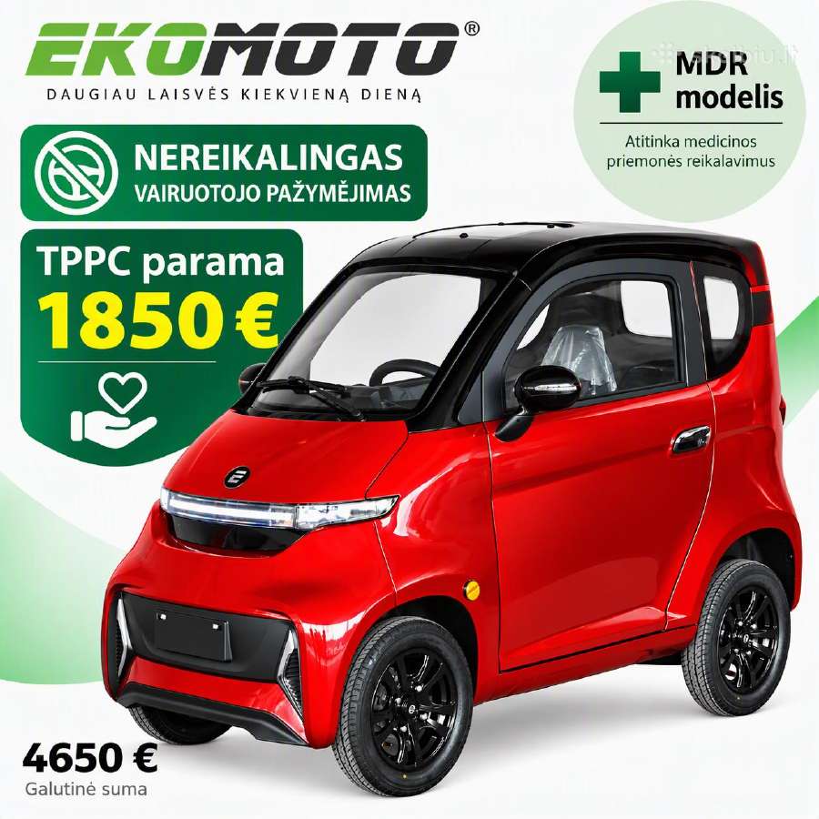 Elektrinis skuteris su kabina Ekomoto J4 - nuotraukos Nr. 2