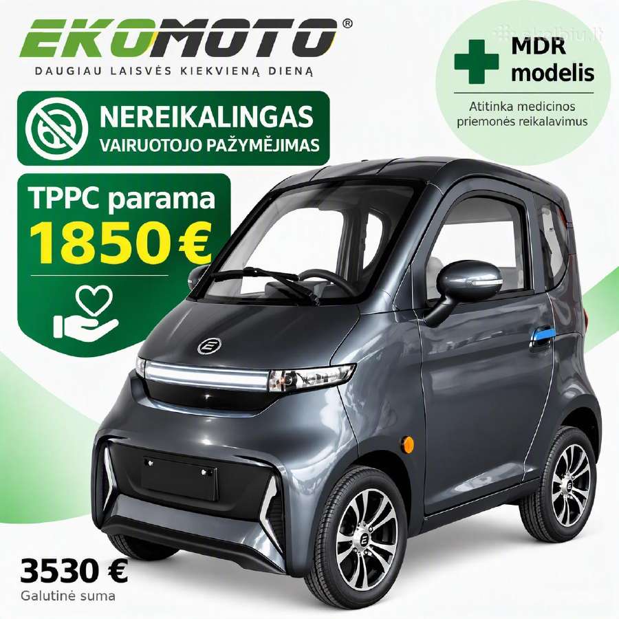 Elektrinis skuteris su kabina Ekomoto J4 - nuotraukos Nr. 3