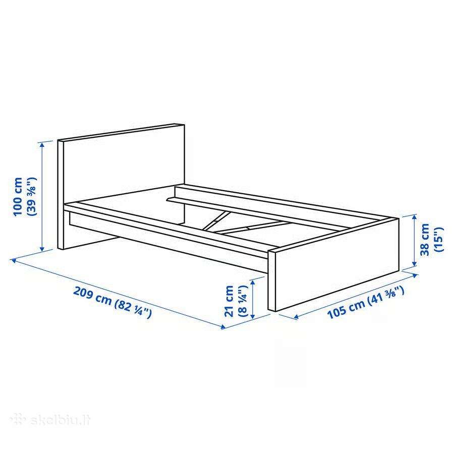 Viengulė lova su grotelėm ir čiužiniu - nuotraukos Nr. 2