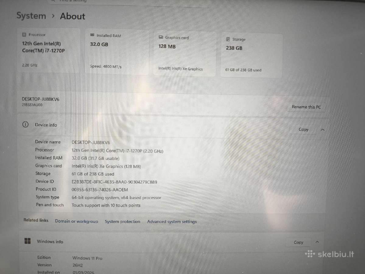 T14s Gen3 Fhd+ Ips Touch I7-1270p 32gb 256gb - nuotraukos Nr. 4