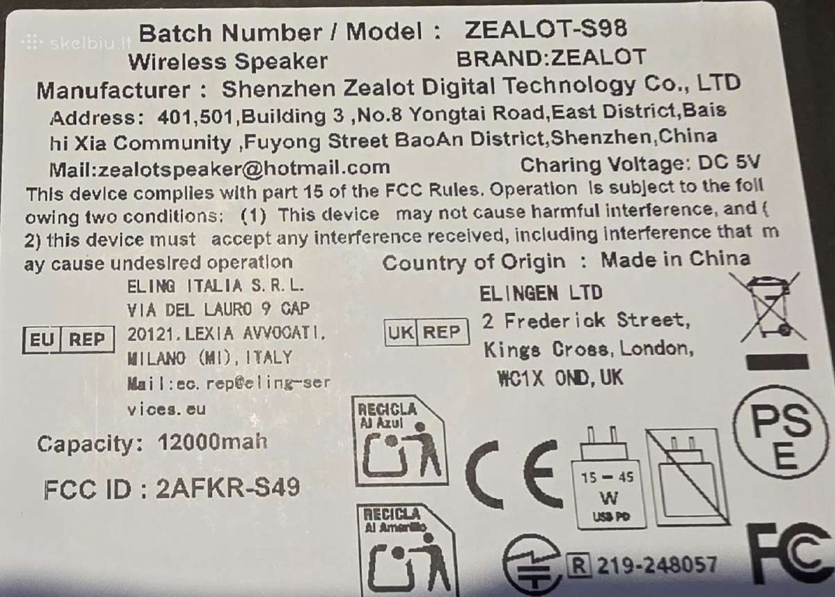 Belaidė kolonėlė Zealot S98 160w 36000mah - nuotraukos Nr. 5