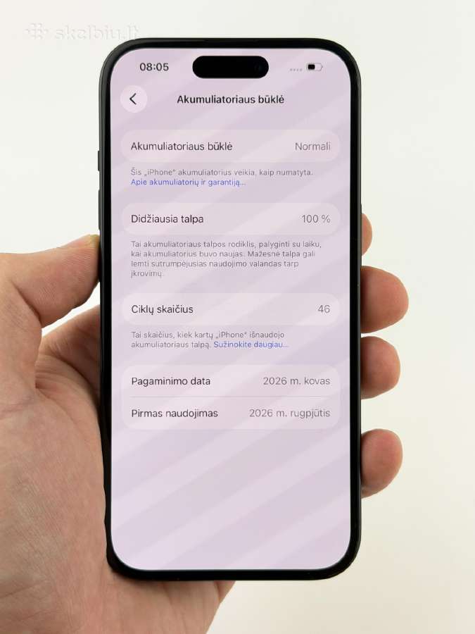 iPhone 15 128 Black - Pakeistas Draudimo - nuotraukos Nr. 9