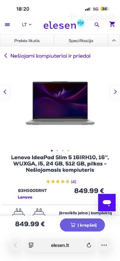 Kompiuteris Lenovo Ideapad Slim 5 +apple watch - nuotraukos Nr. 4