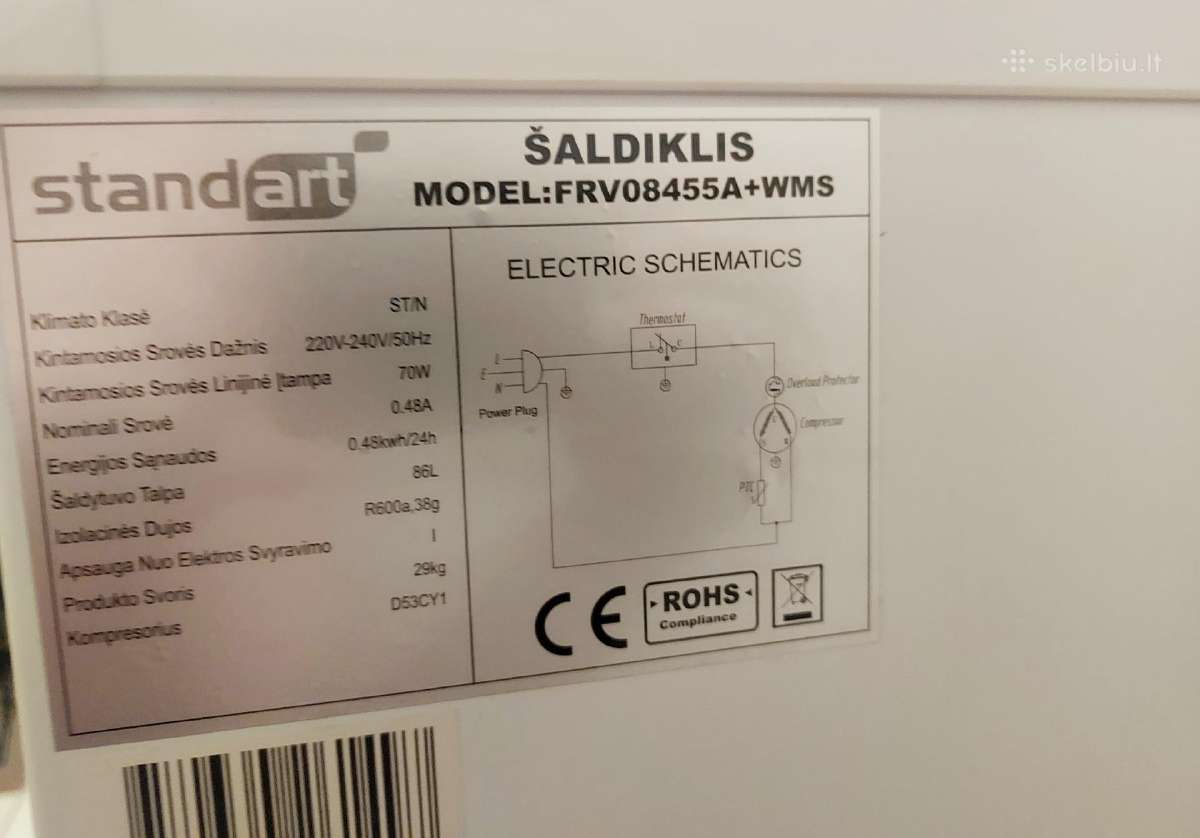 Šaldiklis Standart Frv08455a+wms - nuotraukos Nr. 6