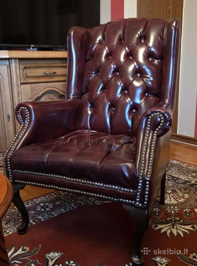 Chesterfield fotelis burdo oda - nuotraukos Nr. 3