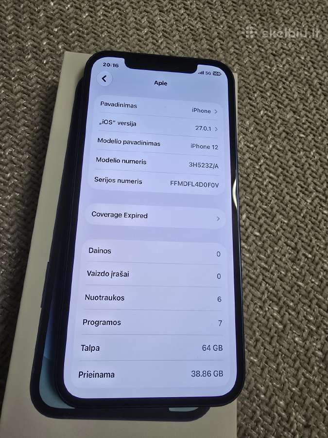Apple iPhone 12 64 GB baterija 100 % - nuotraukos Nr. 4