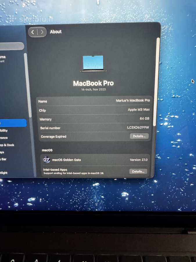MacBook Pro 14 M3 Max 64gb RAM 2tb SSD - nuotraukos Nr. 4