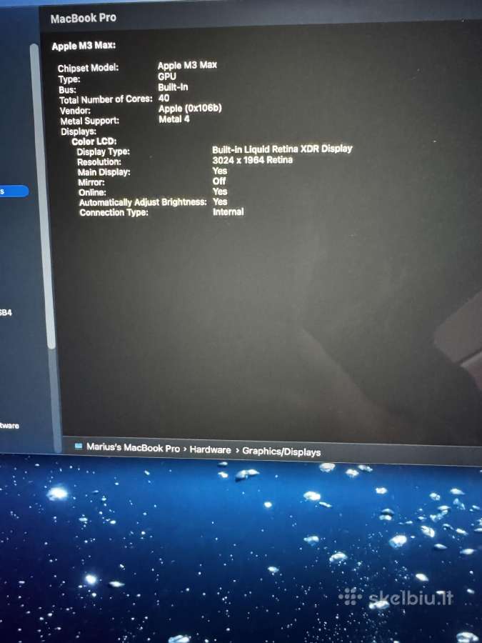 MacBook Pro 14 M3 Max 64gb RAM 2tb SSD - nuotraukos Nr. 6