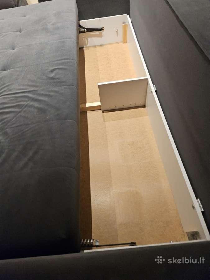 Mėlyna velvetinė dvigulė / viengulė sofa-lova. - nuotraukos Nr. 6