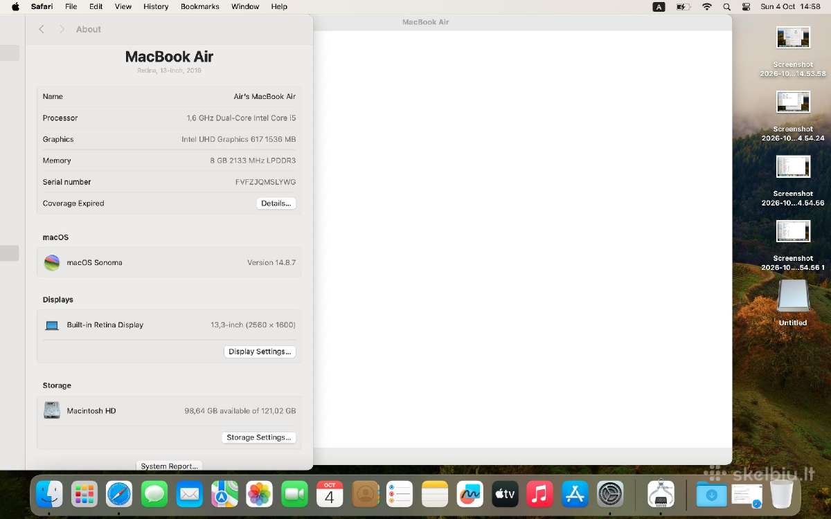 Apple MacBook Air 13" (2019) i5 8 GB RAM 128 - nuotraukos Nr. 8