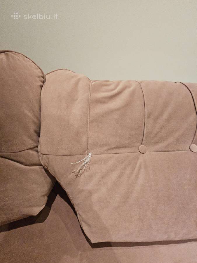 Šviesiai rožinė velvetinė sofa-lova. - nuotraukos Nr. 6