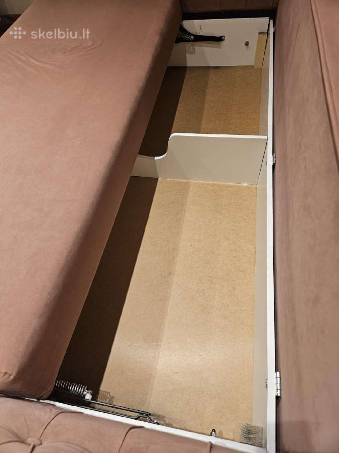 Šviesiai rožinė velvetinė sofa-lova. - nuotraukos Nr. 8