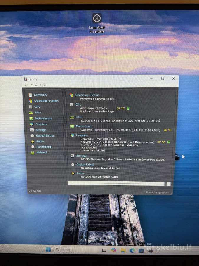 Rtx3090 24gb, 32gb Ddr5, R5 7600x - Pc - nuotraukos Nr. 9