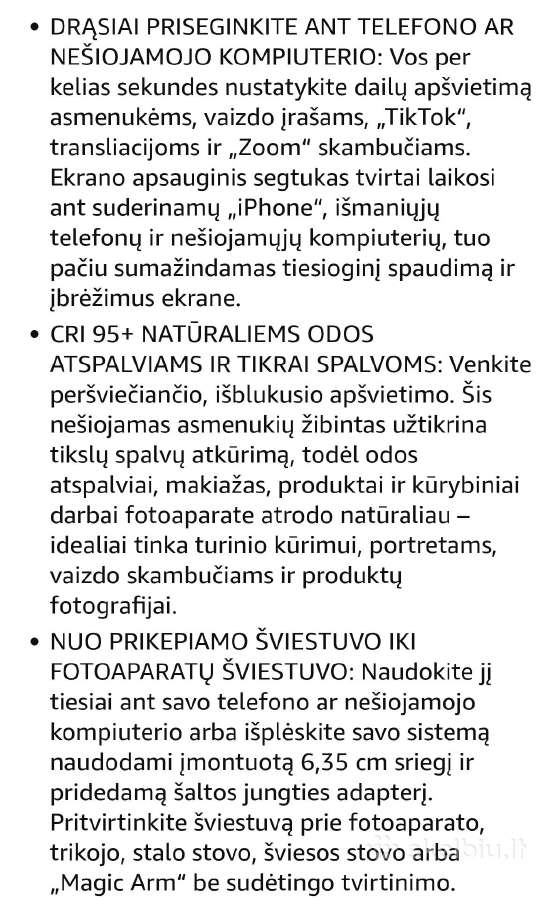 Fotografijos ir vaizdo įrašų LED šviestuvas Honomo - nuotraukos Nr. 4