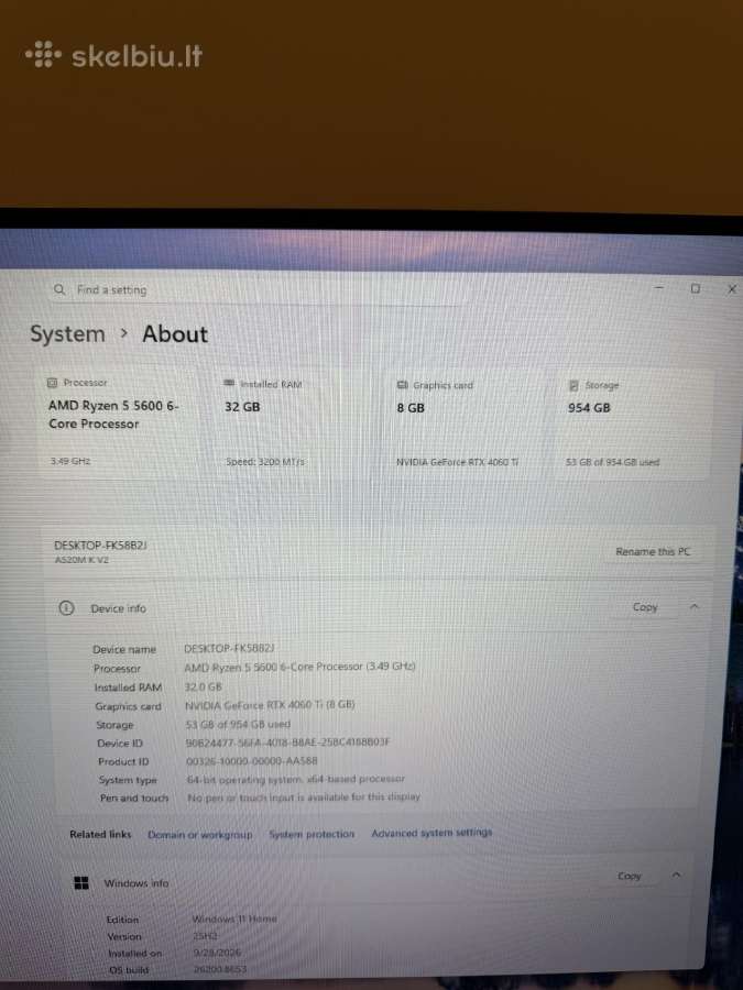 Rtx4060ti, Ryzen 5, 32gb, 1tb SSD - Pc - nuotraukos Nr. 6
