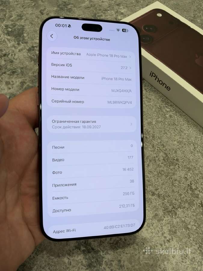 Apple iPhone 18 Pro Max 256gb Burgundy 24men. - nuotraukos Nr. 8
