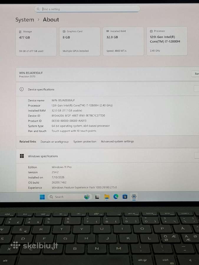 Dell Precision 5570 Rtx A2000 4k - nuotraukos Nr. 7