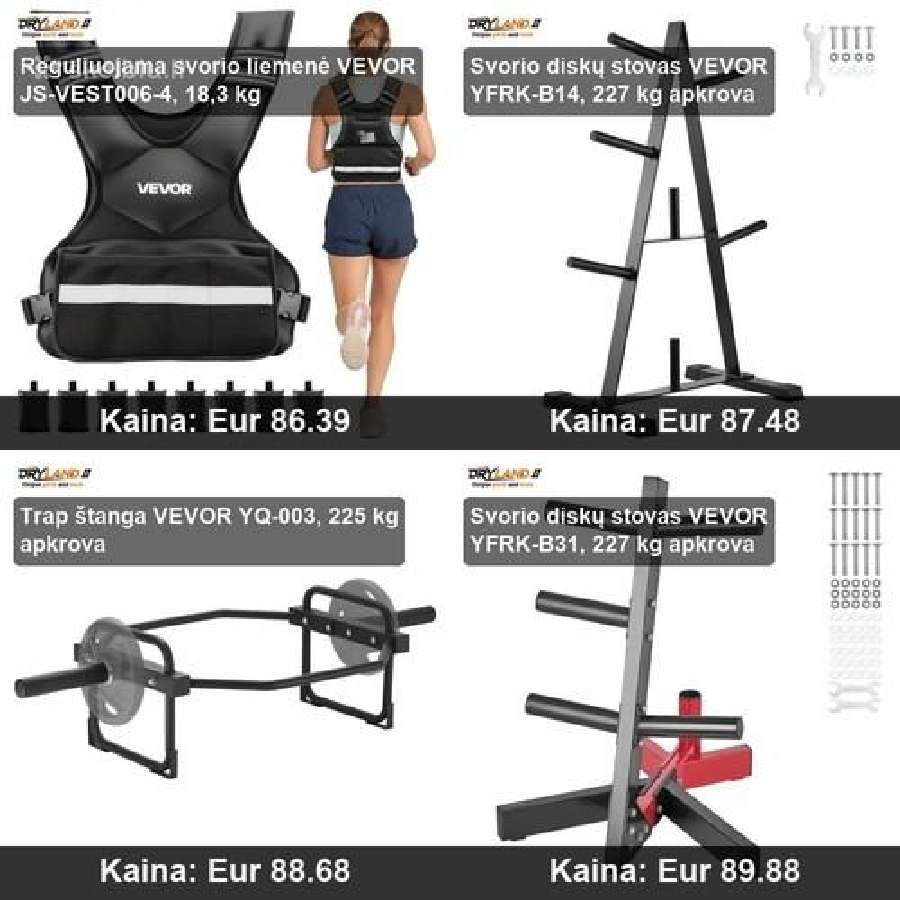 Jėgos treniruočių ir sunkumų kilnojimo įranga - nuotraukos Nr. 23