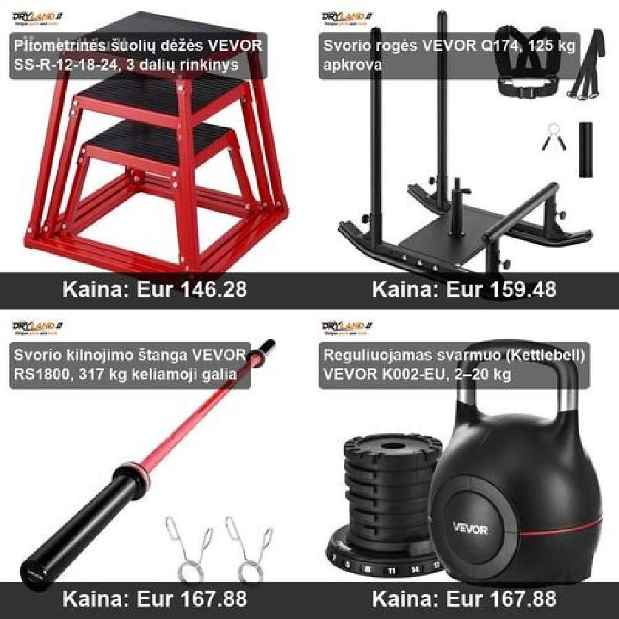 Jėgos treniruočių ir sunkumų kilnojimo įranga - nuotraukos Nr. 29