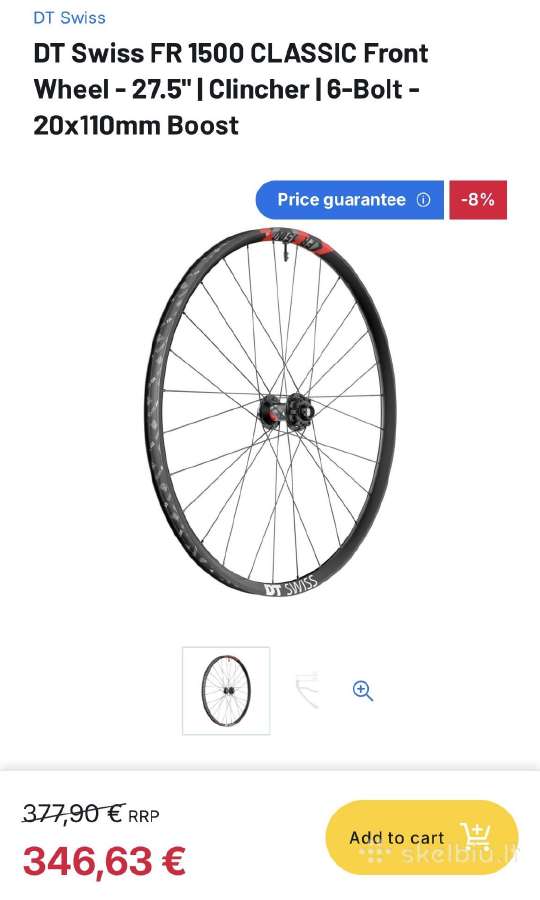 DT swiss ratas priekinis fr 1500 - nuotraukos Nr. 3
