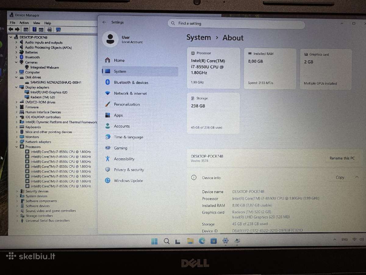 Dell Vostro 15 i7-8550u - nuotraukos Nr. 4