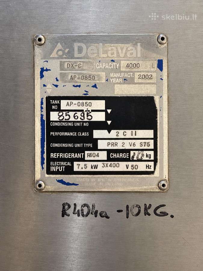 Pieno šaldytuvai Delaval 12 t. ir 4 t. - nuotraukos Nr. 4