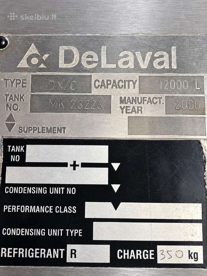 Pieno šaldytuvai Delaval 12 t. ir 4 t. - nuotraukos Nr. 7
