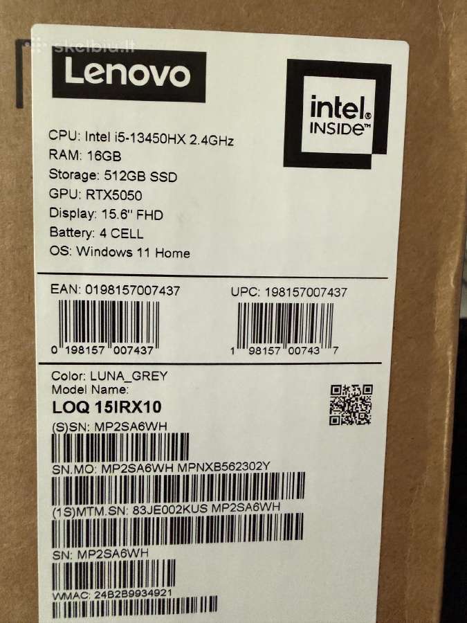 Lenovo Loq Rtx 5050 8gb - nuotraukos Nr. 7