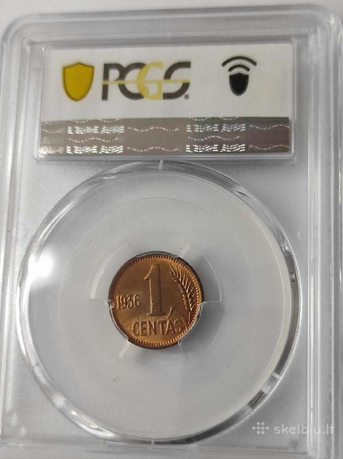 1 centas, 5 litai 1936 Pcgs Ms 65rd, 65 - nuotraukos Nr. 4