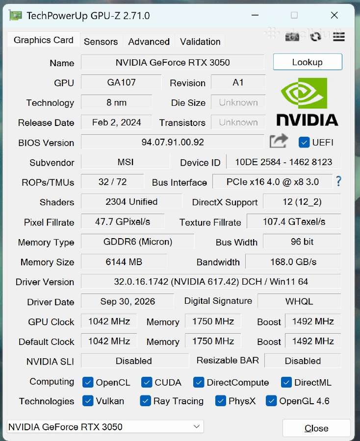 Msi Geforce Rtx 3050 low profile - nuotraukos Nr. 9