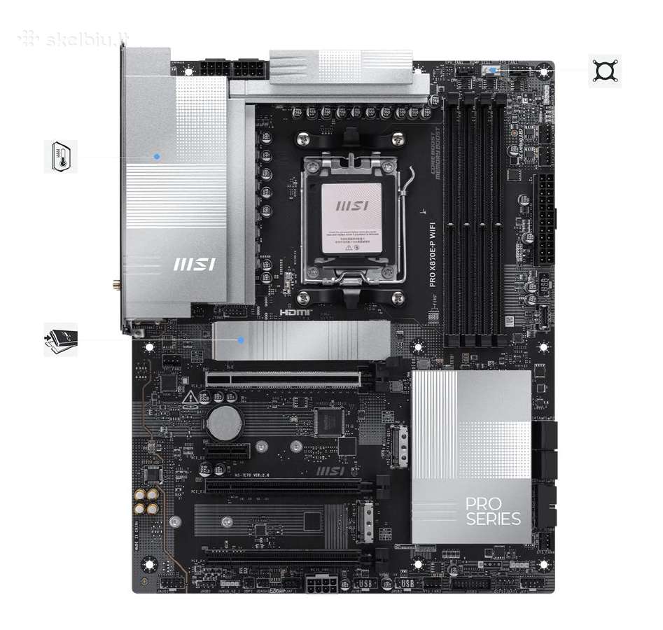 Msi Pro X870e-p WiFi Amd am5 motherboard motinine - nuotraukos Nr. 2