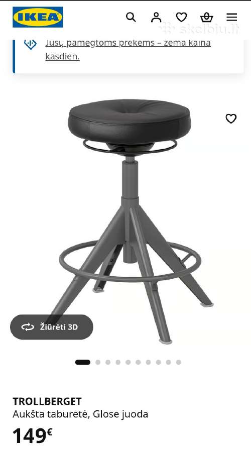 Aukšta taburetė, juoda - nuotraukos Nr. 2