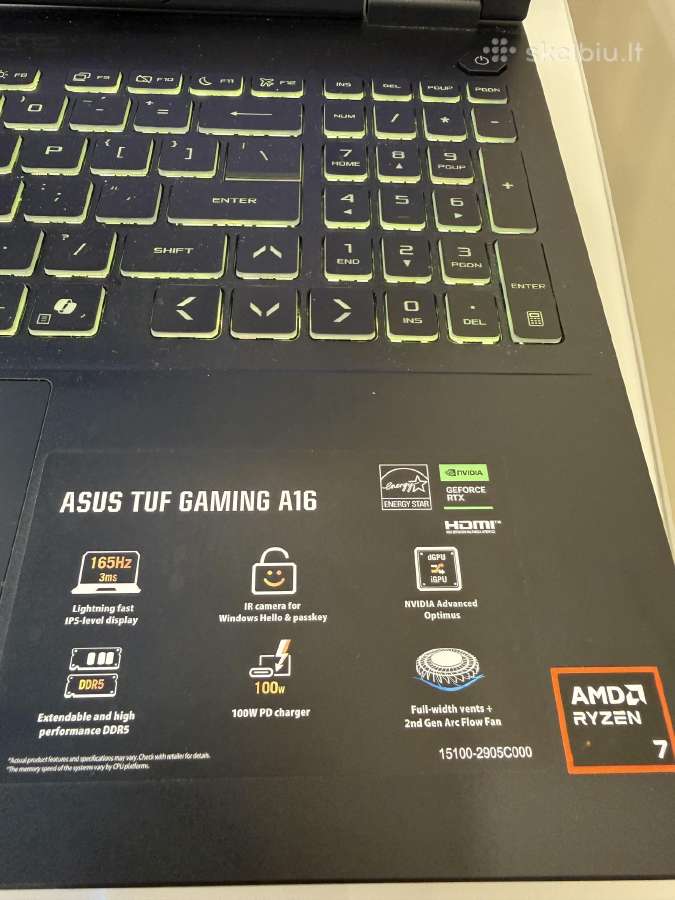 Asus Tuf Gaming A16 Rtx 5050 8gb - nuotraukos Nr. 6