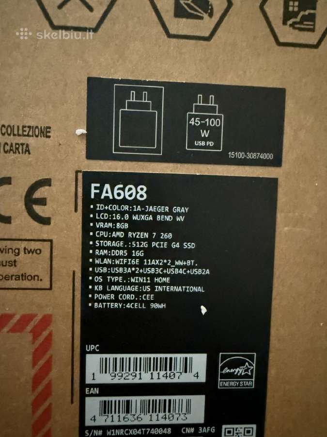 Asus Tuf Gaming A16 Rtx 5050 8gb - nuotraukos Nr. 7