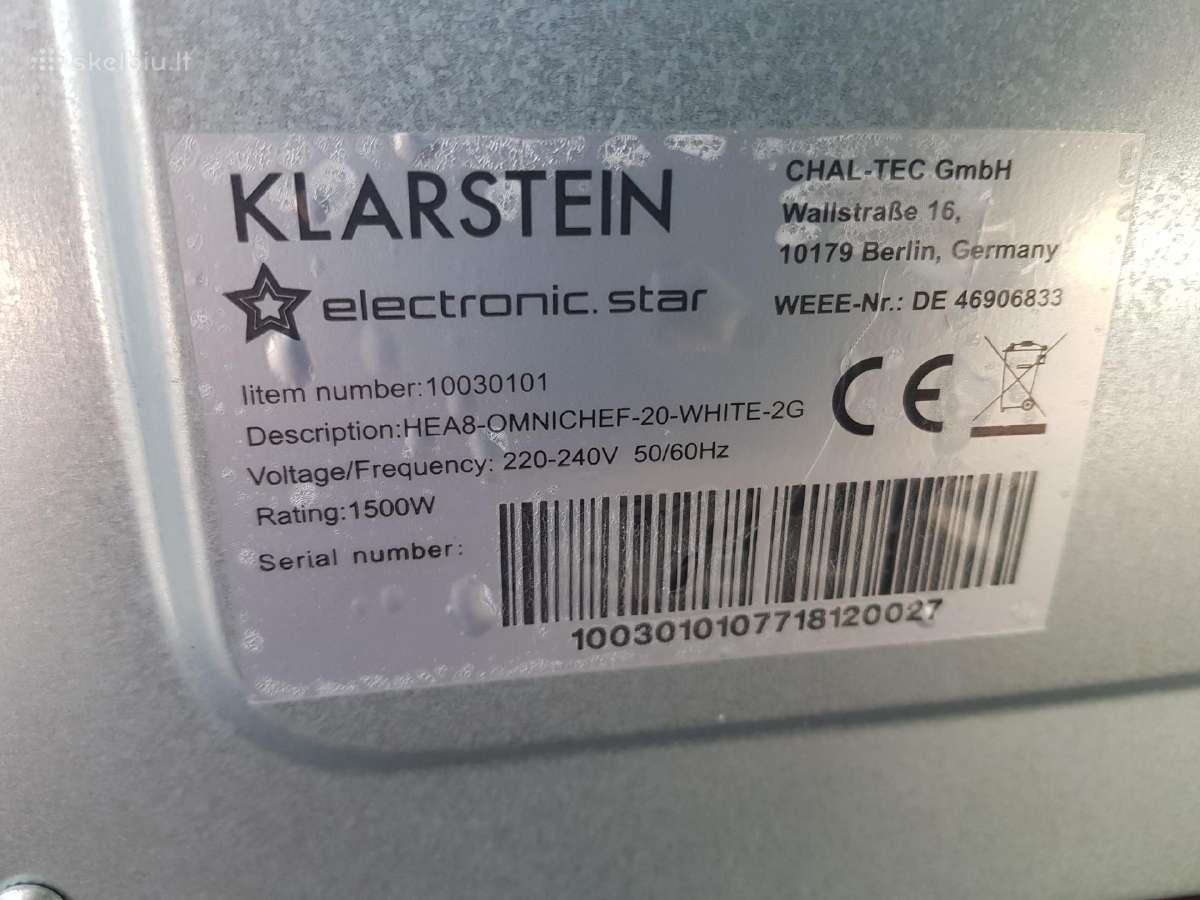 Elektrinė orkaitė Klarstein 1500w - nuotraukos Nr. 4