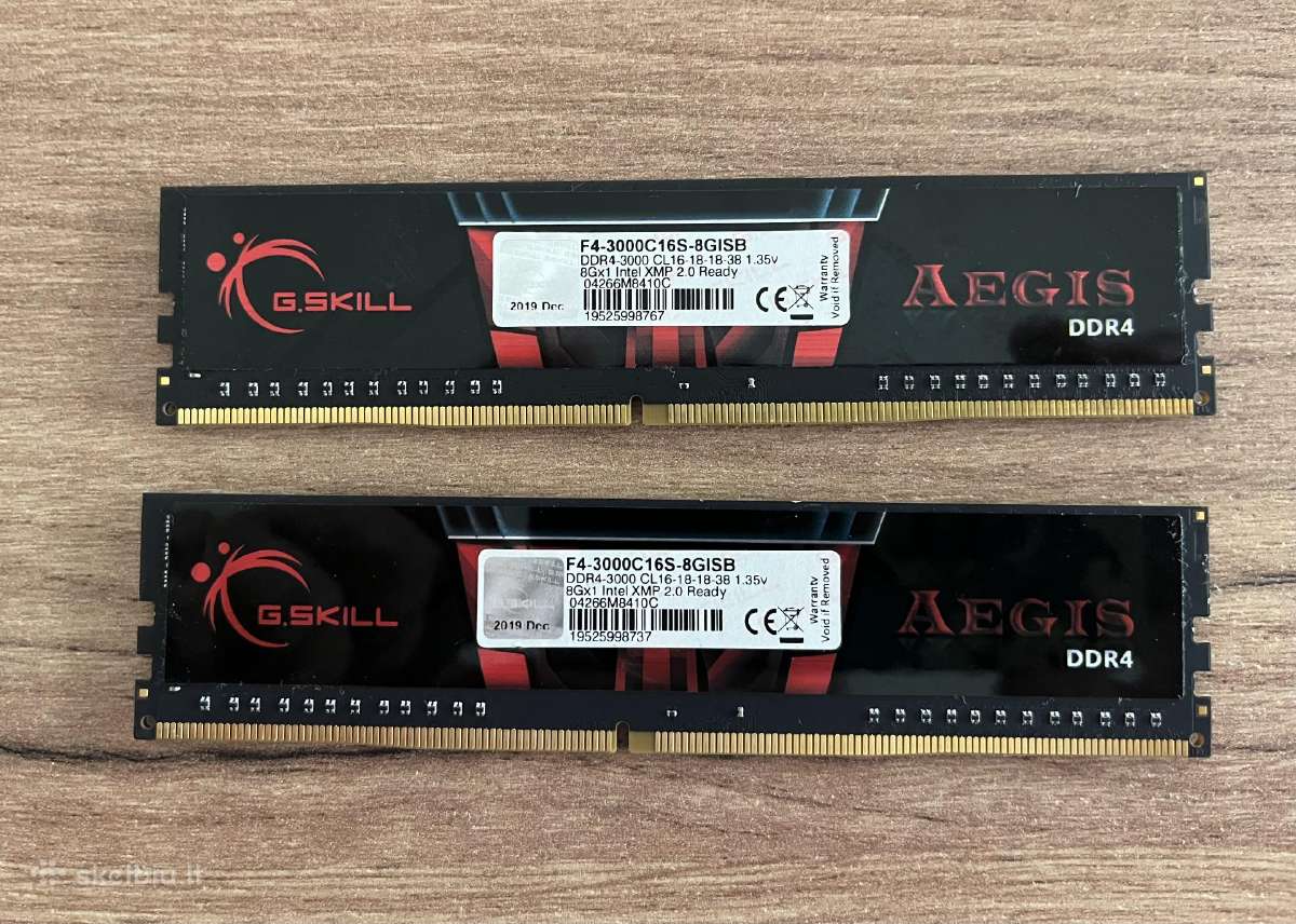 G.skill 16gb (2x8gb) Ddr4 3000mhz Cl16 RAM - nuotraukos Nr. 2