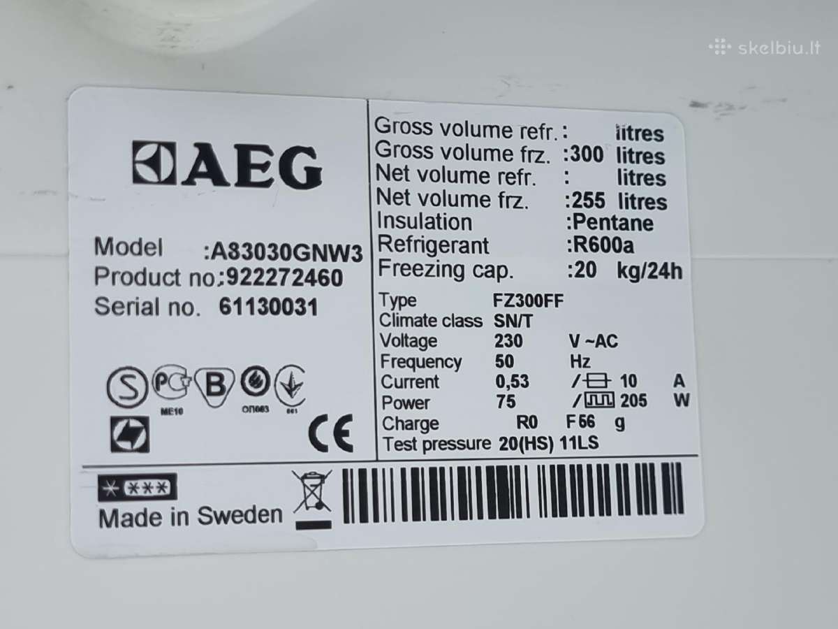 Aeg A83030gnw3 no frost+ garantija - nuotraukos Nr. 6
