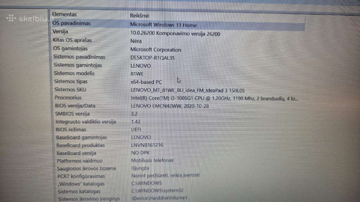 Lenovo Ideapad 3 model 81we - nuotraukos Nr. 6