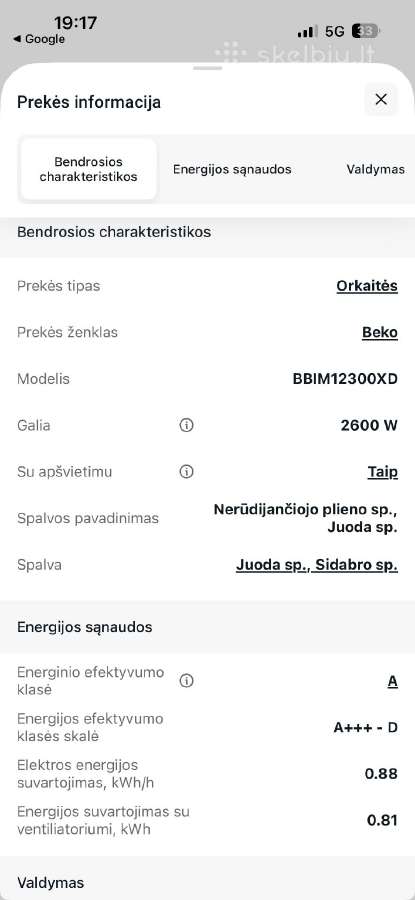 Įmontuojamą orkaitė Beko - nuotraukos Nr. 4