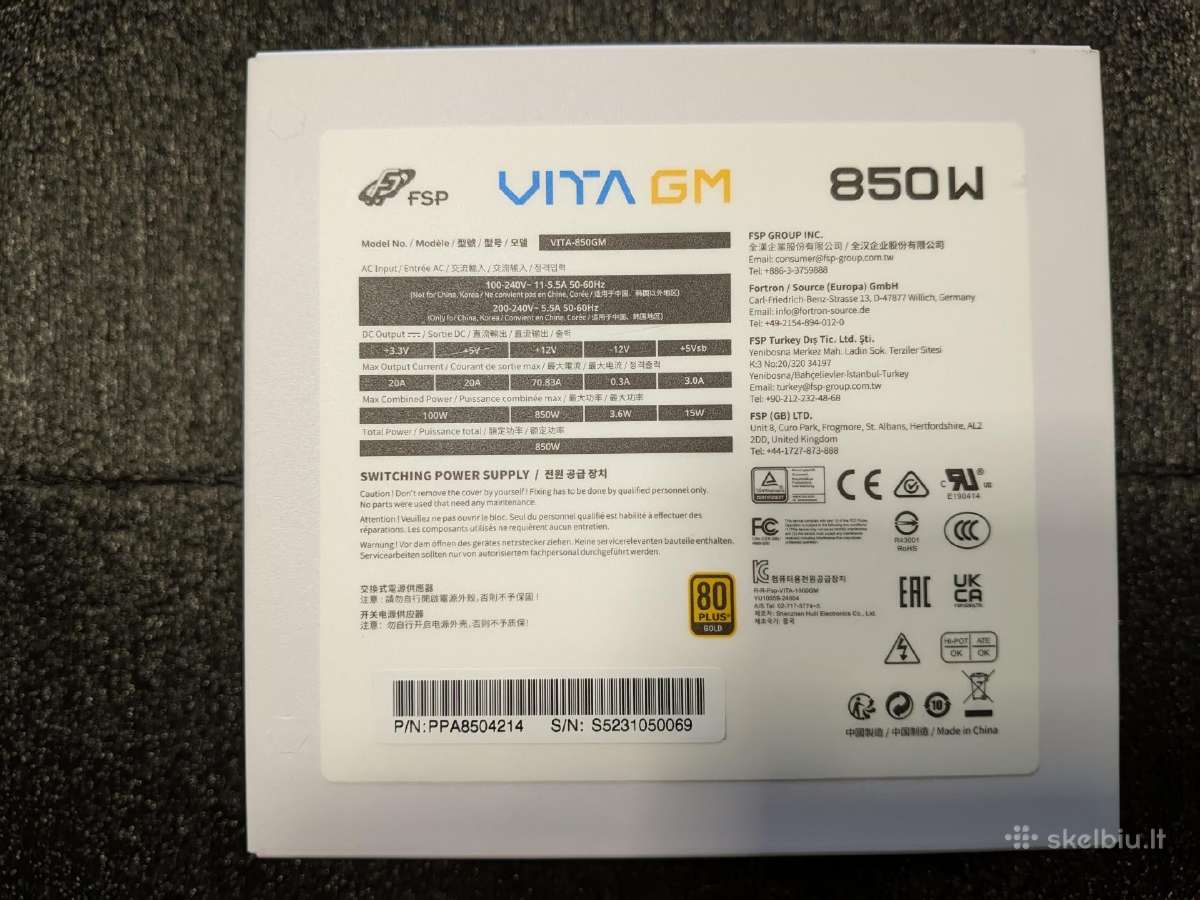 Fsp Vita Gm 850w White 80plus Gold Psu - nuotraukos Nr. 2