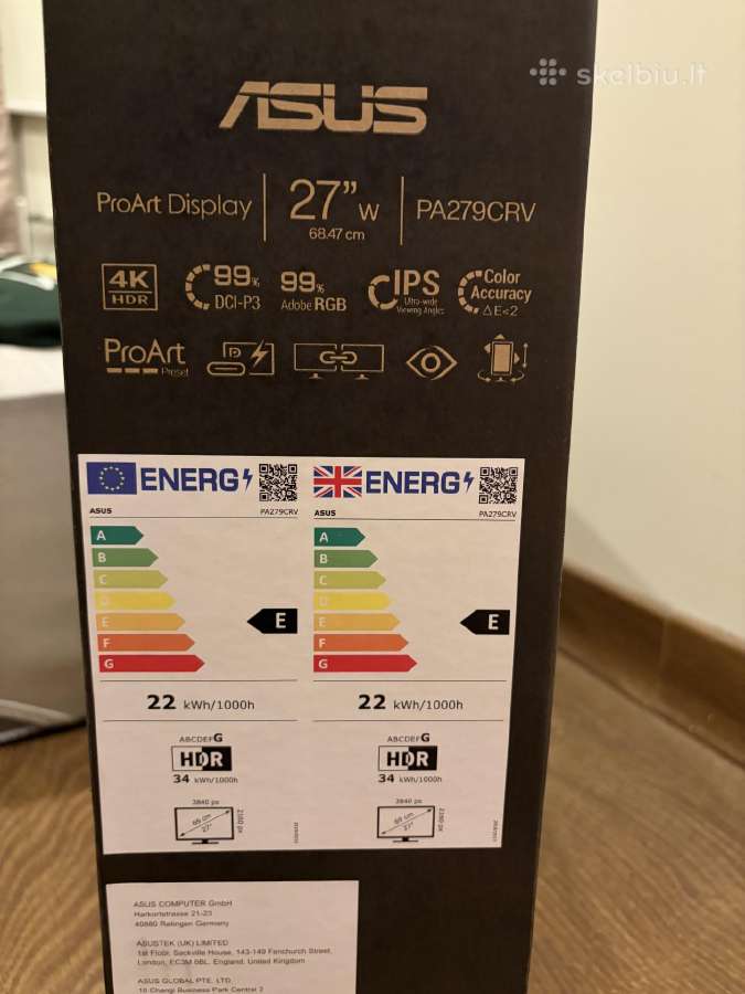 Monitor Asus Proart Pa279crv 4k Hdr 27 - nuotraukos Nr. 7