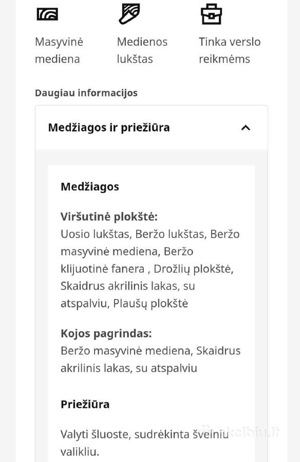 Stalas-masyvinė lukšto mediena - nuotraukos Nr. 5
