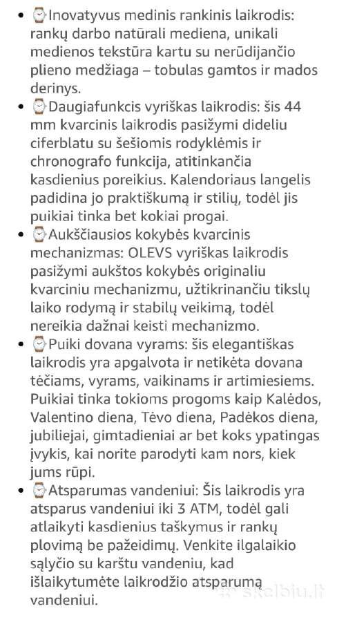 Olevs kvarcinis nerūdijančio plieno laikrodis - nuotraukos Nr. 8